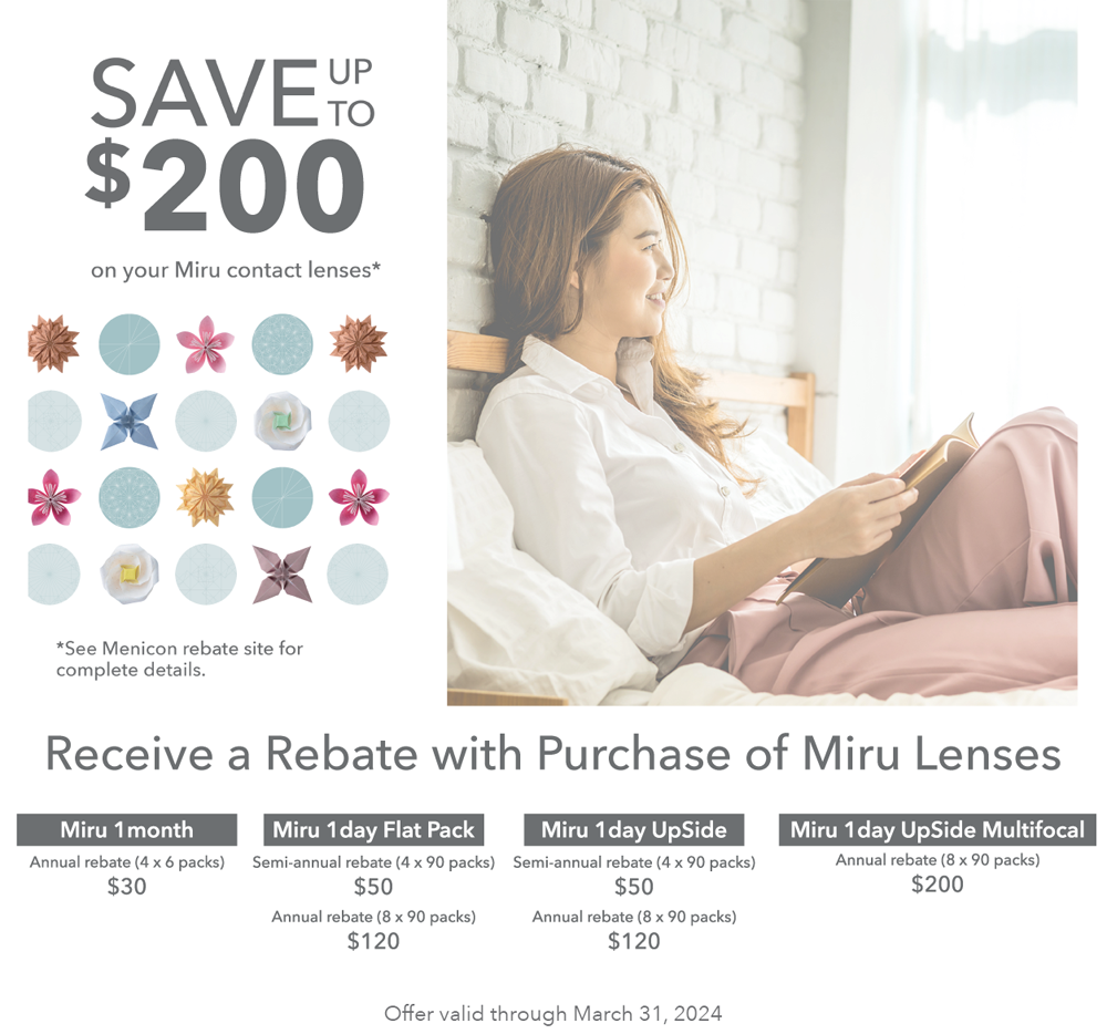 Save up to $200 on your Miru contact lenses*