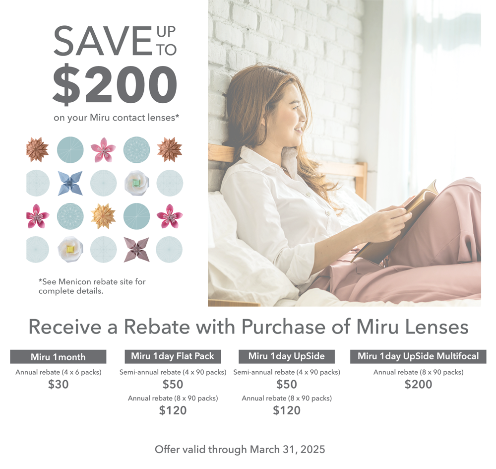 Save up to $200 on your Miru contact lenses*